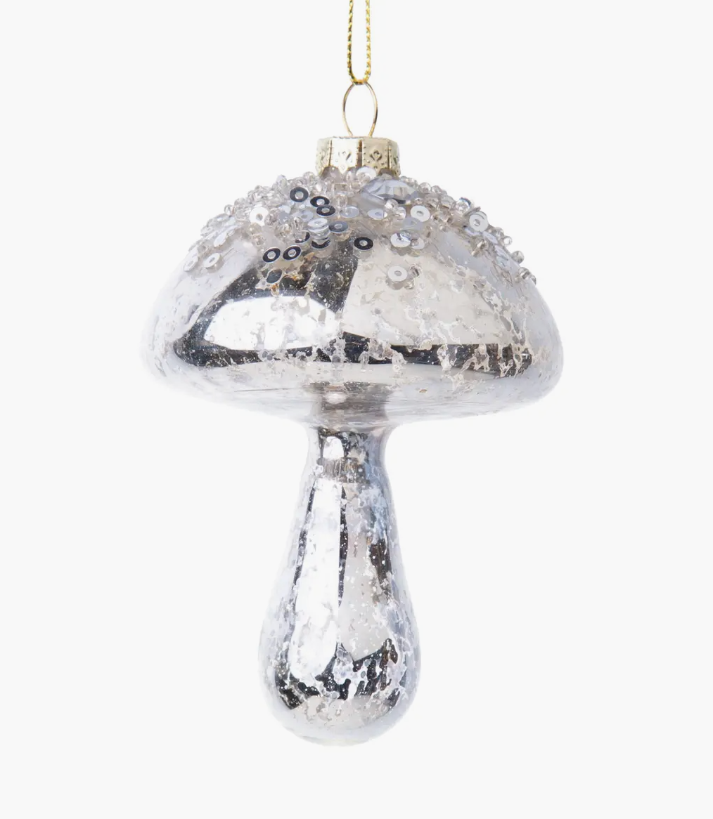 Blown Glass Mushroom Ornament
