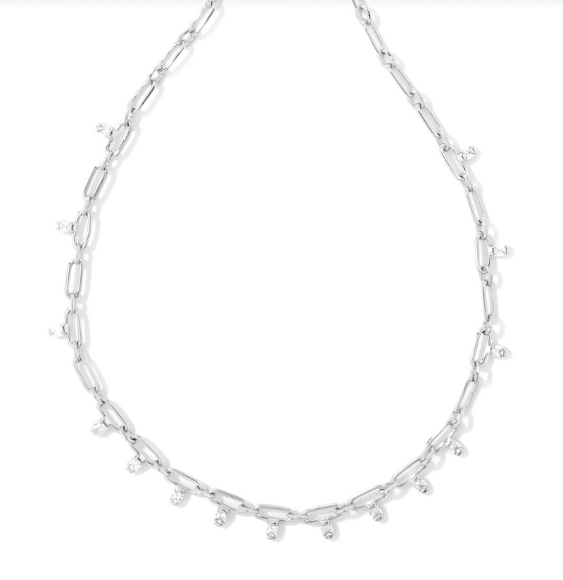 Silver Lindy Crystal Chain Necklace