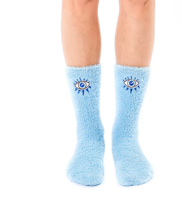 Fuzzy Evil Eye Crew Socks