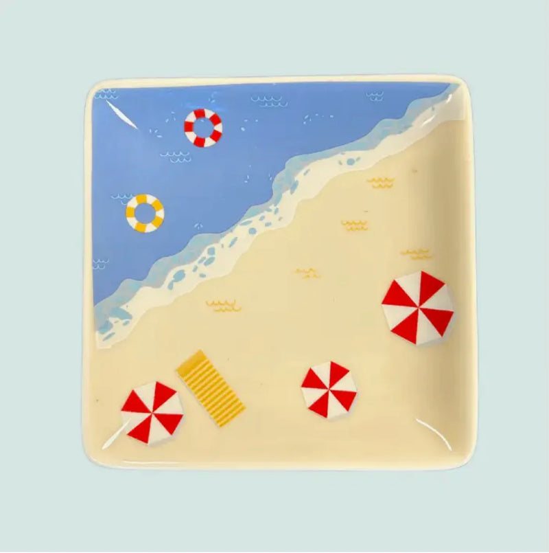 Beach Scene Square Trinket Tray