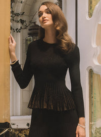 Black and Gold Ruffle Sleeve Top