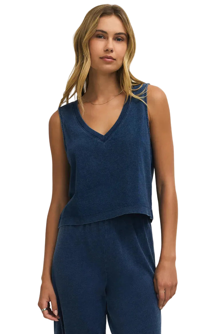 Sloane V-Neck Denim Tank Indigo