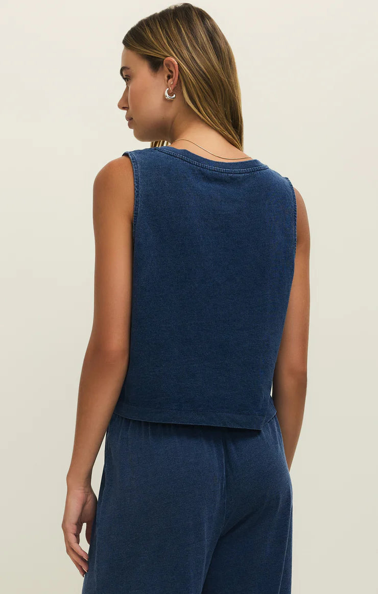 Sloane V-Neck Denim Tank Indigo