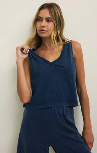 Sloane V-Neck Denim Tank Indigo