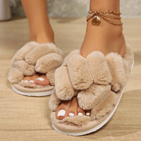 Soft Fuzzy Open Toe Slippers