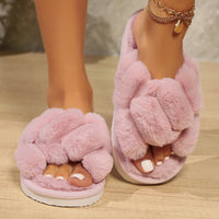 Soft Fuzzy Open Toe Slippers