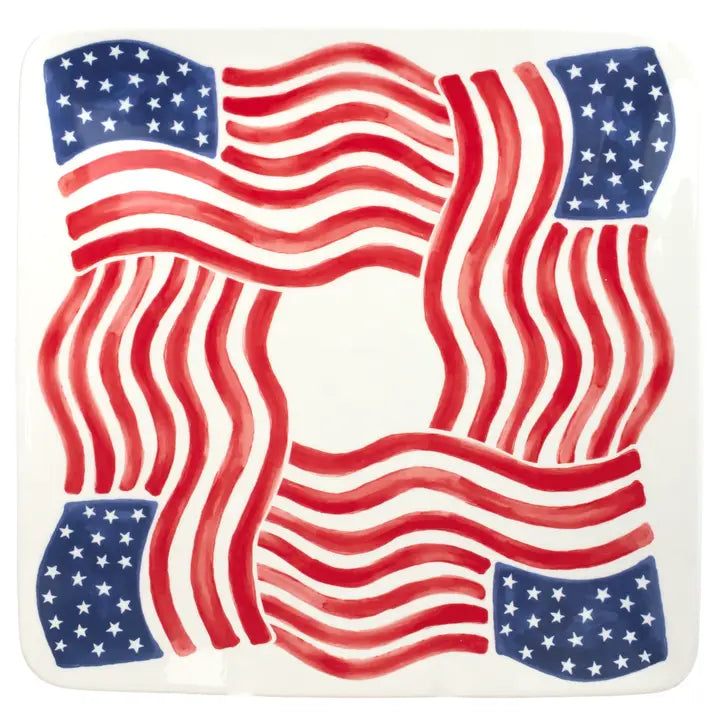 Stars & Stripes Square 12" Ceramic Platter