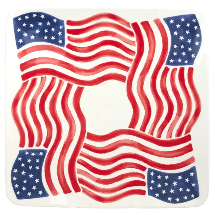 Stars & Stripes Square 12" Ceramic Platter