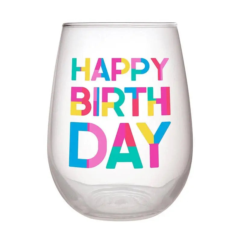Stemless Wine Glass Happy Birthday