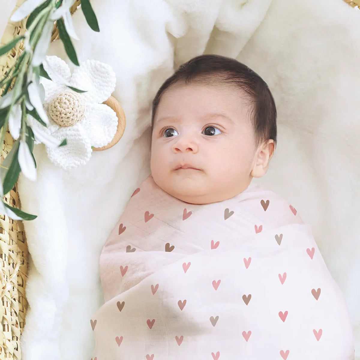 Swaddle Blanket Hearts