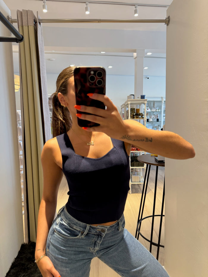 Sweetheart Sweater Tank Top Navy
