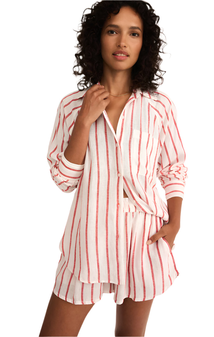 The Perfect Linen Top Cabana Red