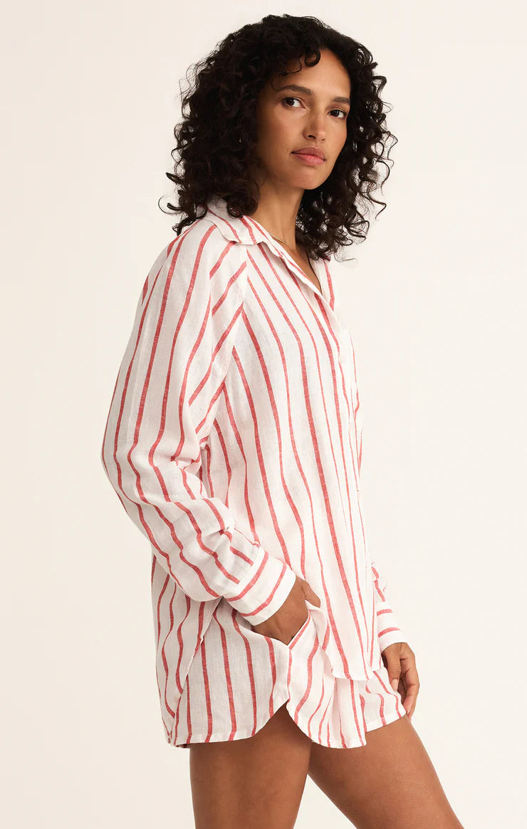 The Perfect Linen Top Cabana Red