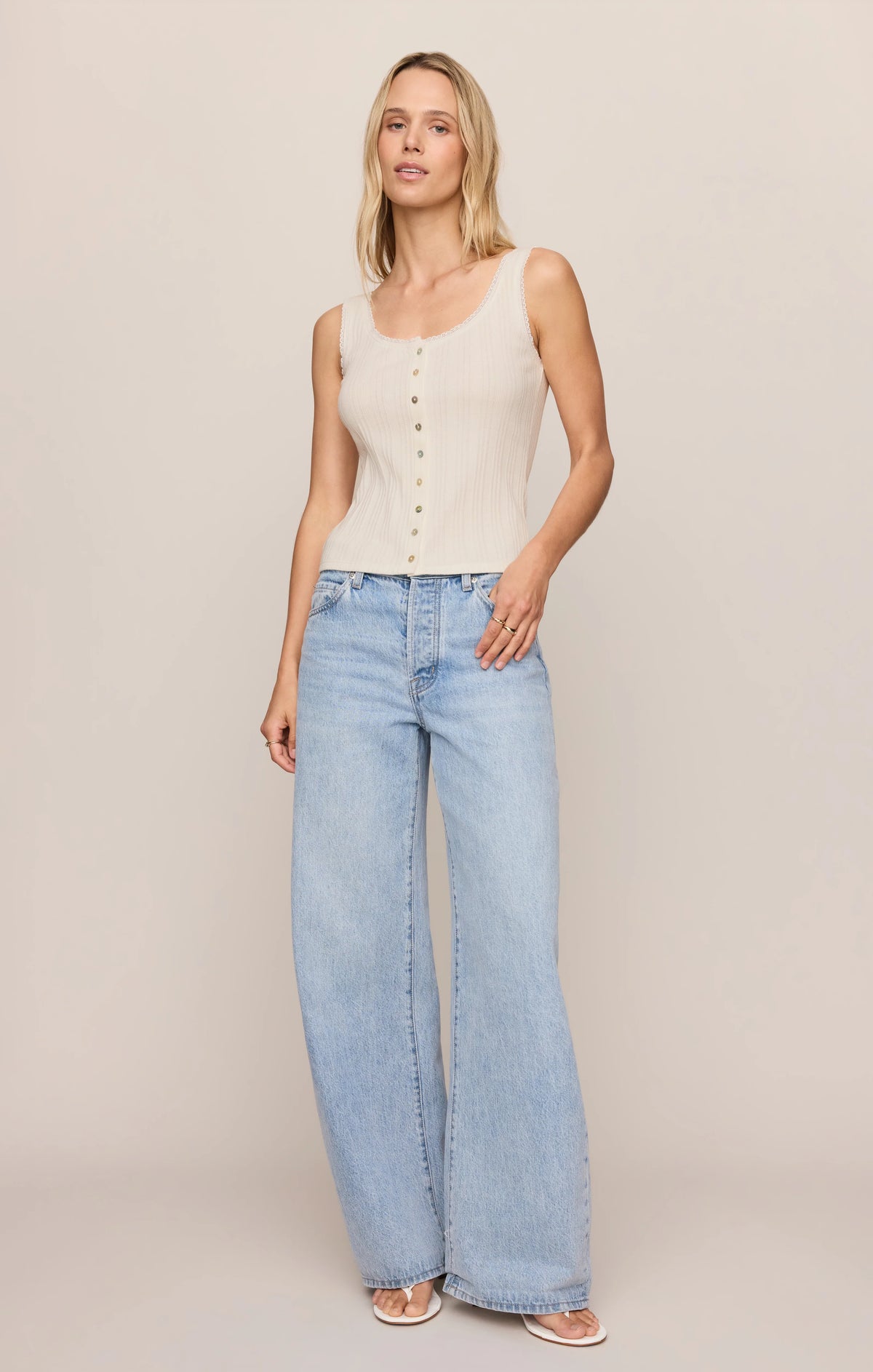 Lainey Pointelle Tank Cloud