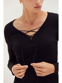 Tracey Lace Up Ribbed Top