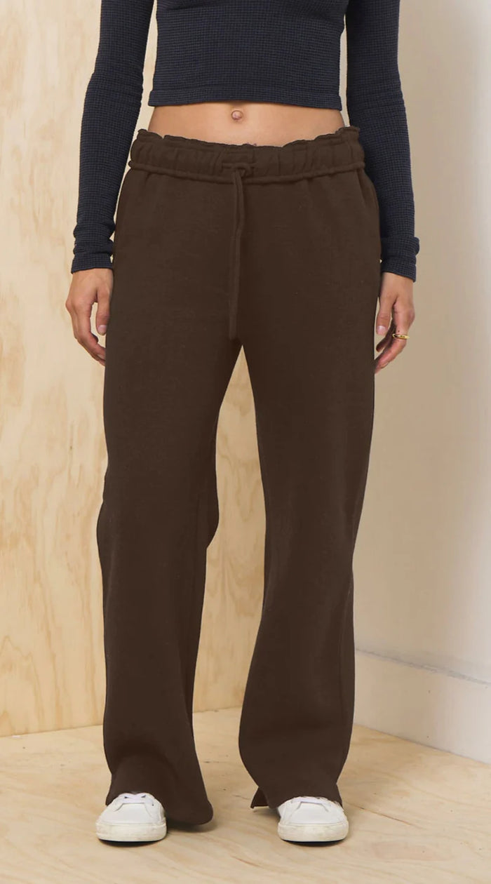 Chocolate Proweave Fold Over Sweatpant