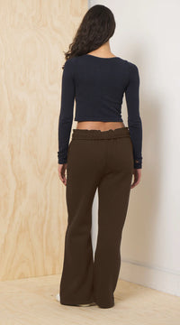 Chocolate Proweave Fold Over Sweatpant