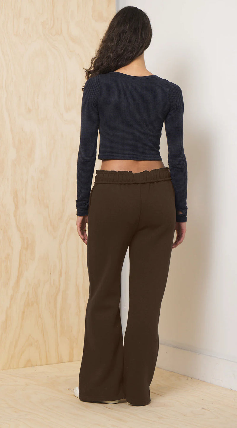 Chocolate Proweave Fold Over Sweatpant