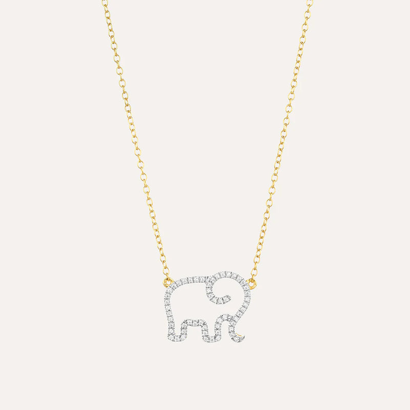 Elephant Mom Gold Pendant Necklace