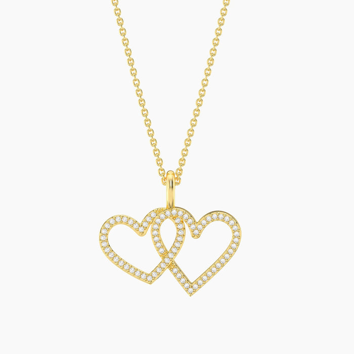 Two Hearts Pendant Necklace Gold Plated