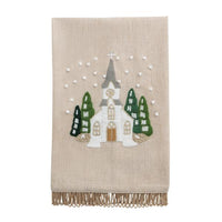 White Christmas Embroidered Towel