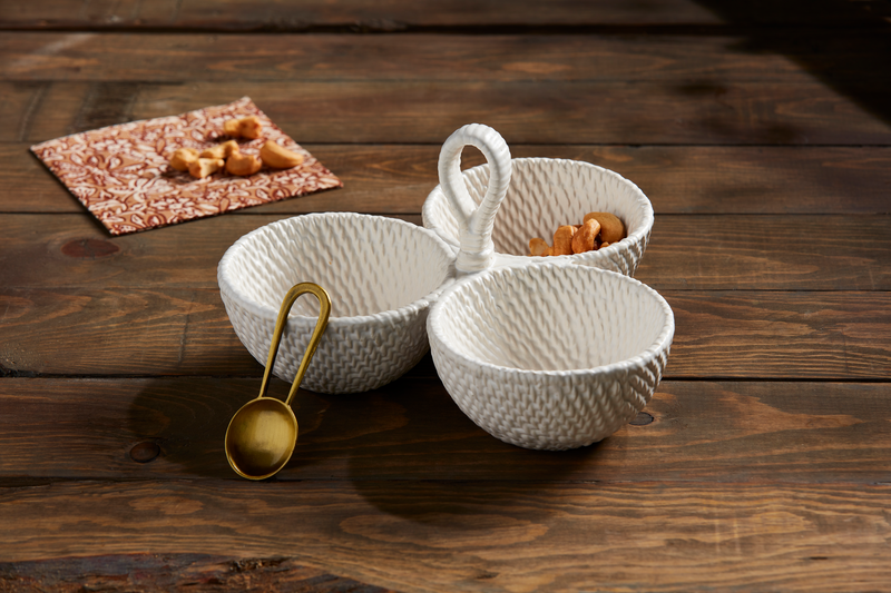 Woven Ceramic Tidbit Dish