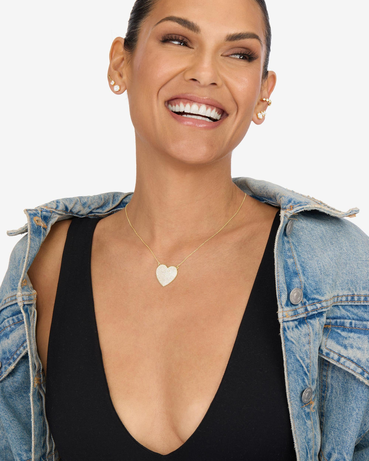 XL You Have My Whole Heart Pave Necklace in Gold