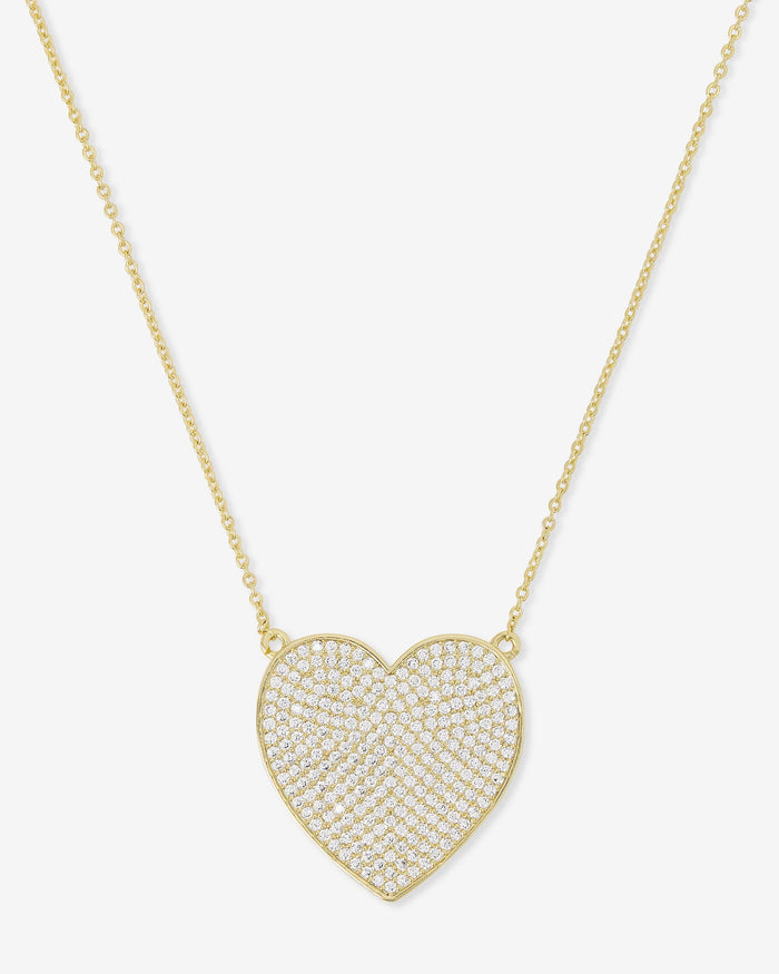 XL You Have My Whole Heart Pave Necklace in Gold