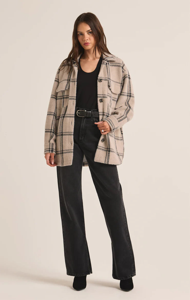 Plaid Tucker Jacket in Crystal Gray