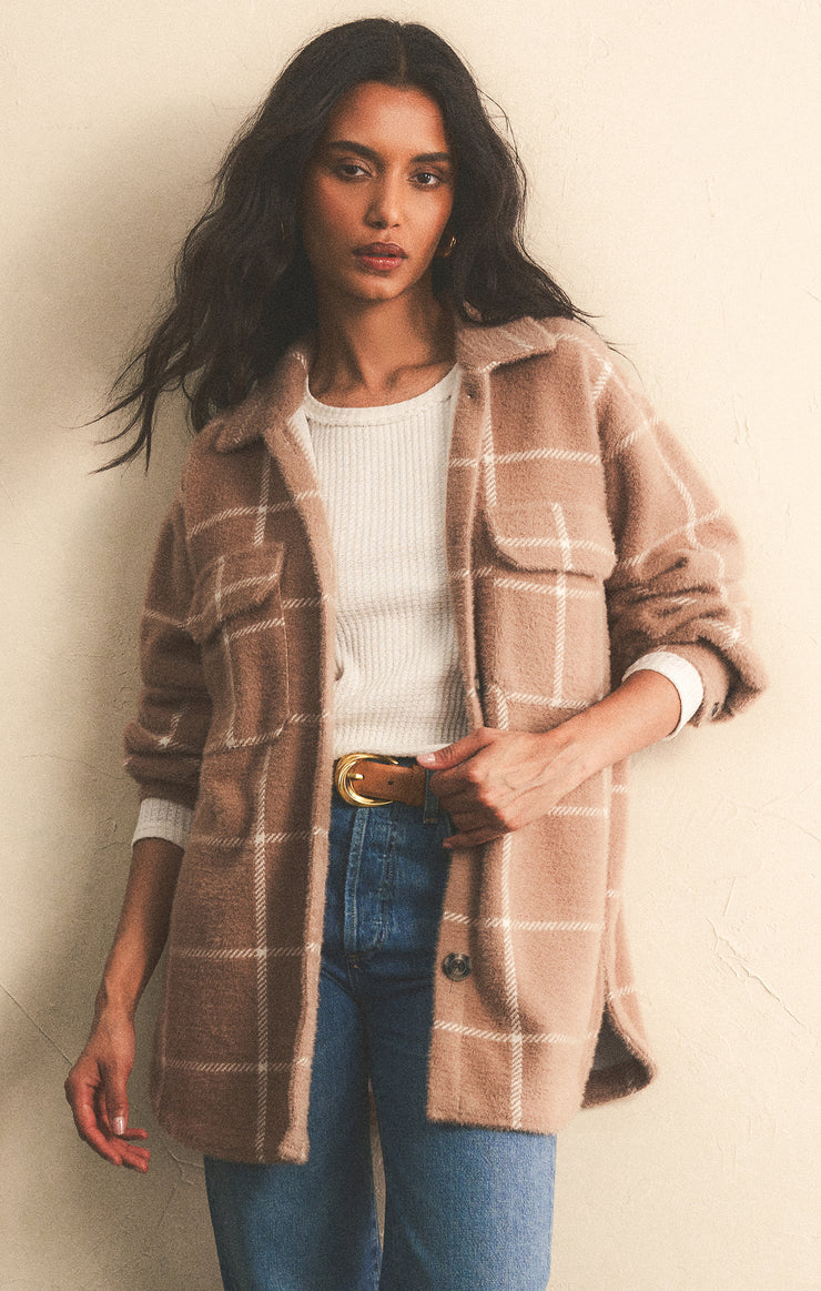 Plaid Tucker Jacket Heather Taupe