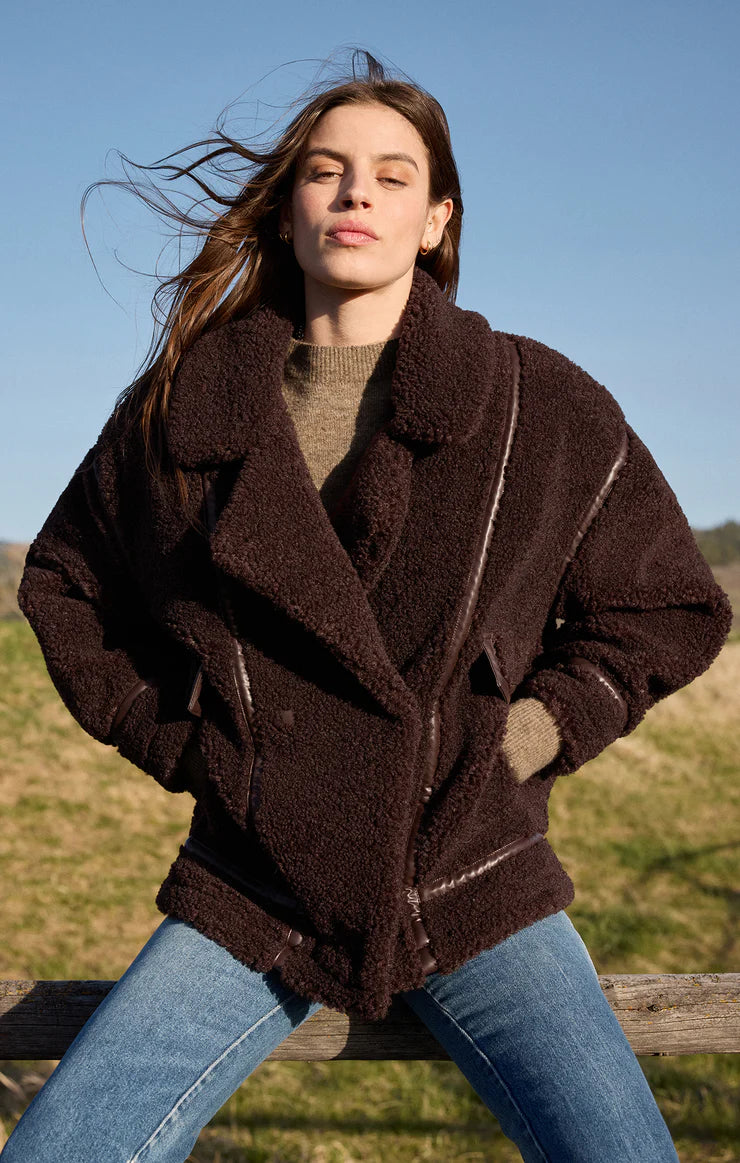 Ari Sherpa Coat Dark Chocolate