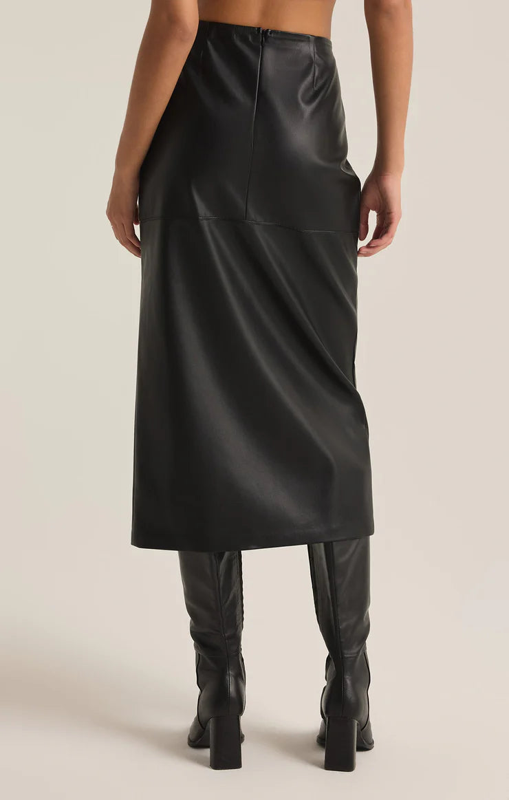 Metropolitan Leather Skirt Black