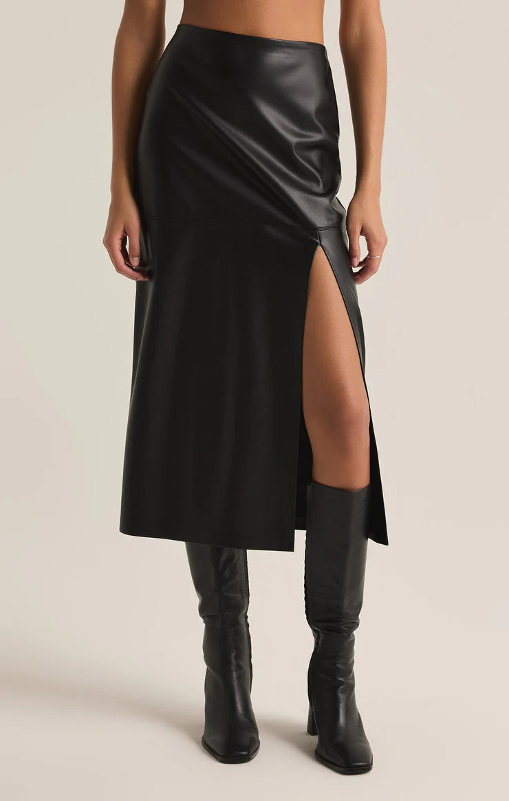 Metropolitan Leather Skirt Black