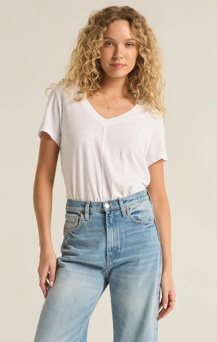 Asher V Neck Tee White