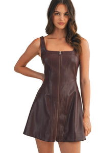 Zip Up Faux Leather Dress