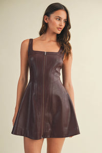 Zip Up Faux Leather Dress