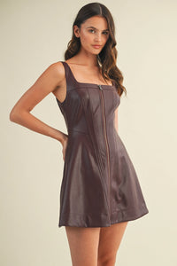 Zip Up Faux Leather Dress