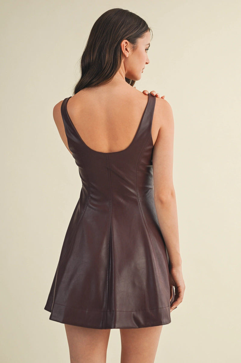 Zip Up Faux Leather Dress
