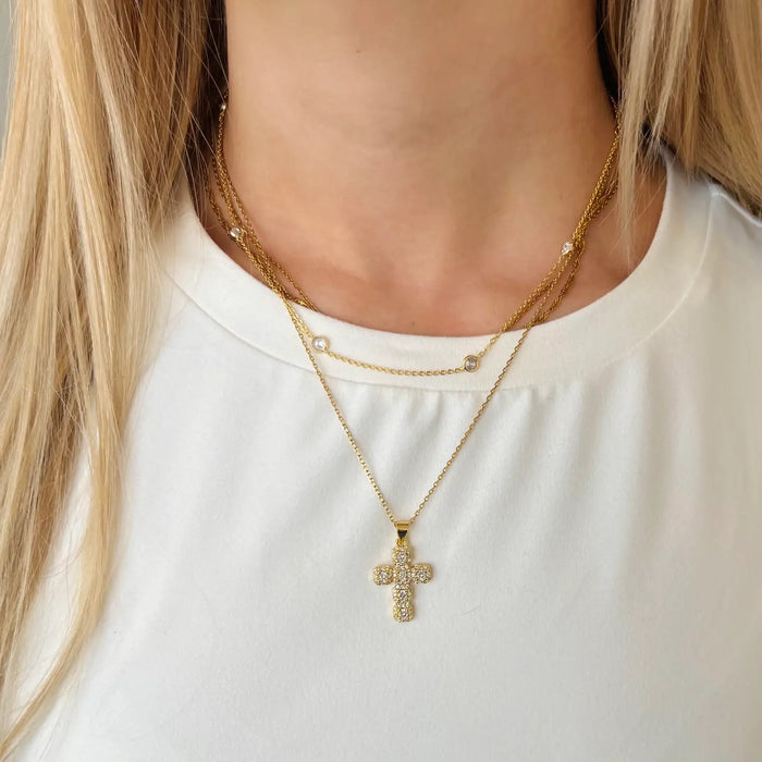 Diamond Cross Adjustable Necklace
