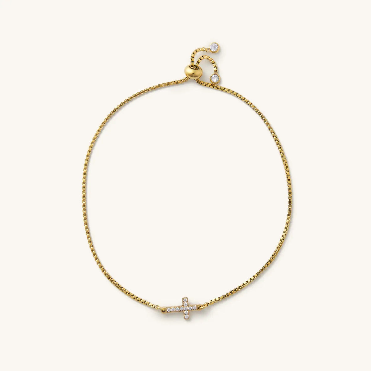 Chloe Gold Slider Bracelet Crystal Cross