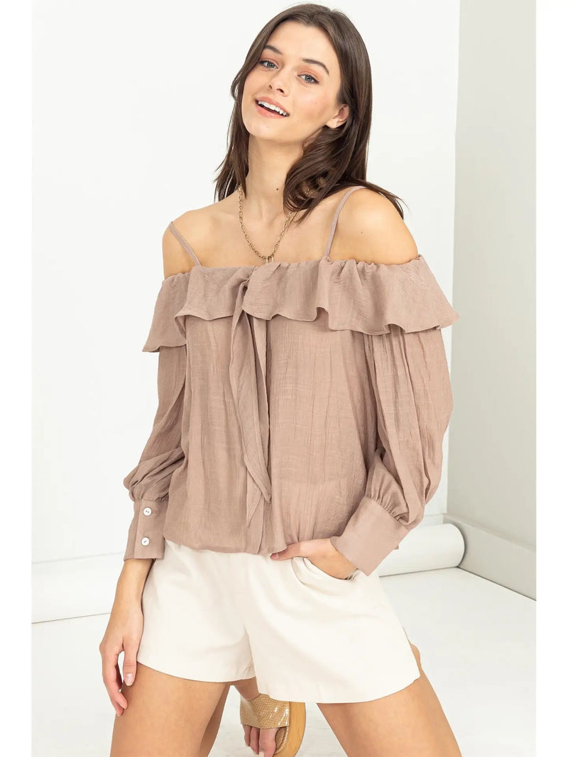 Cold Shoulder Ruffle Blouse