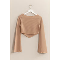 Bell Sleeve Ribbed Ruffle Blouse