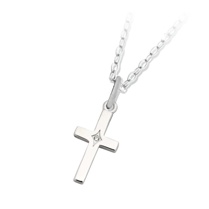 Necklace Silver Cross CZ