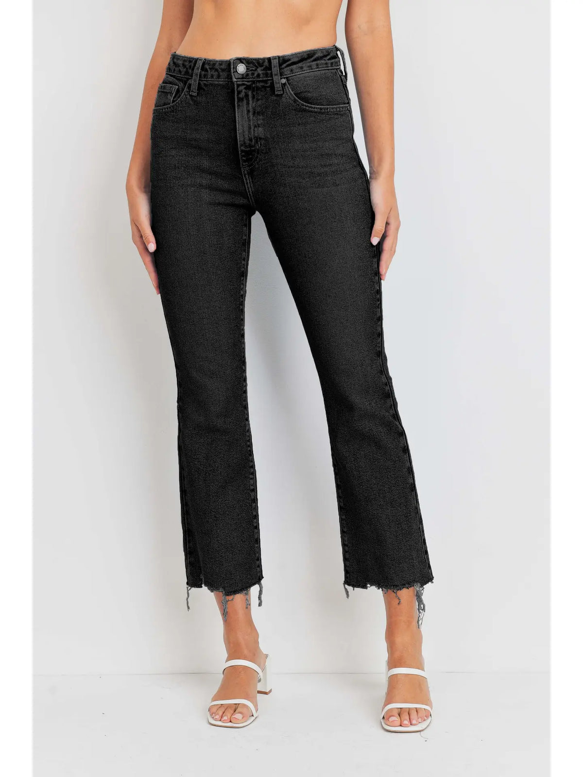 Vintage Cropped Flare Washed Black