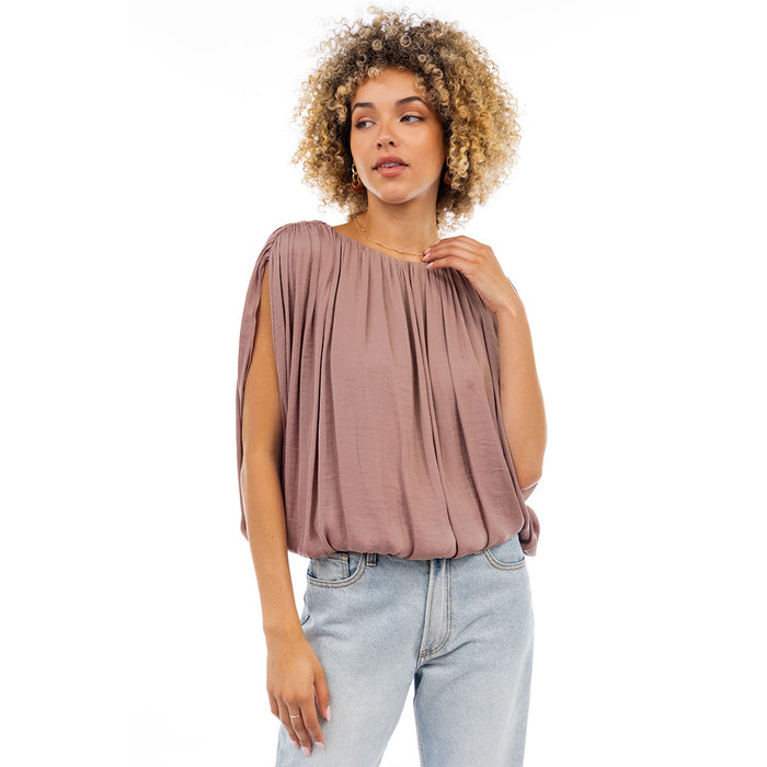 Grecian Drape Bubble Blouse