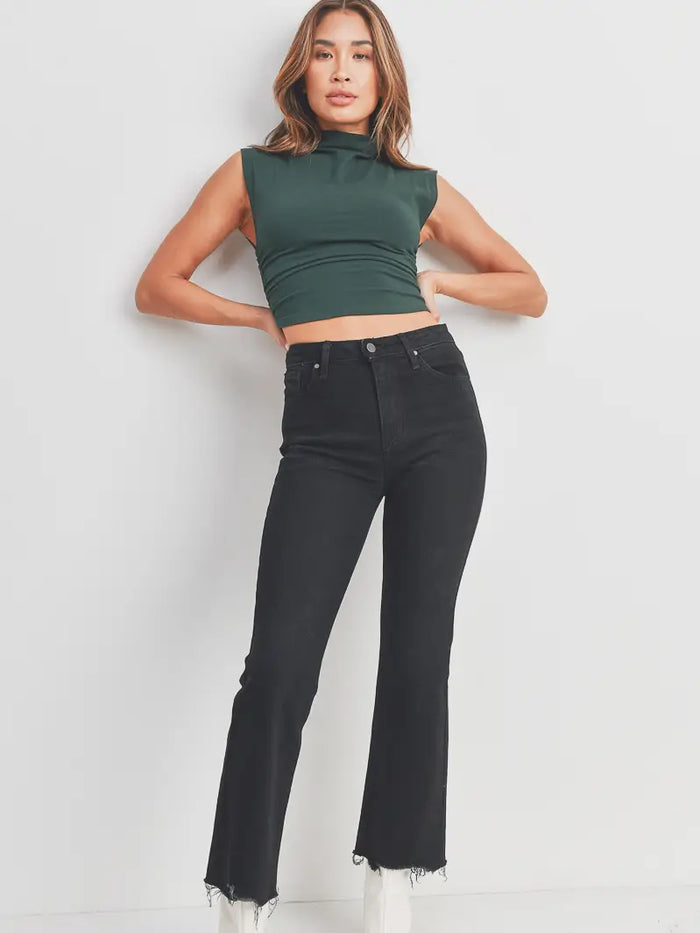 Vintage Cropped Flare Washed Black