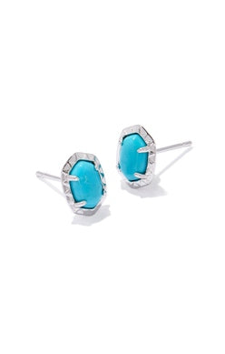 Daphne Silver Stud Earrings in Variegated Turquoise Magnesite