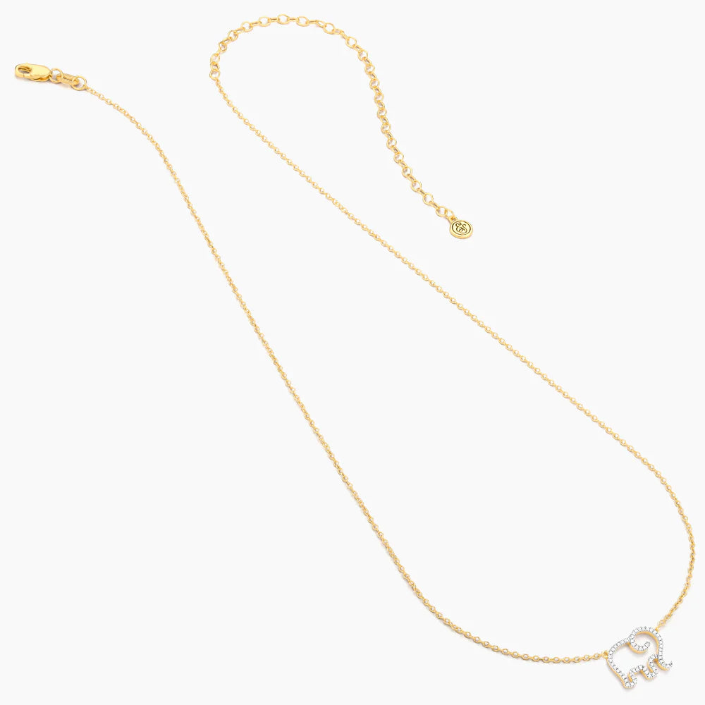 Elephant Mom Gold Pendant Necklace