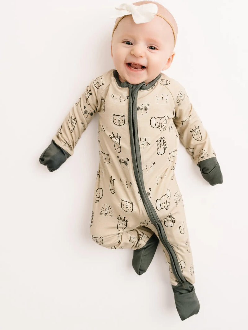 Doodle Animals Bamboo Sleeper Onesie