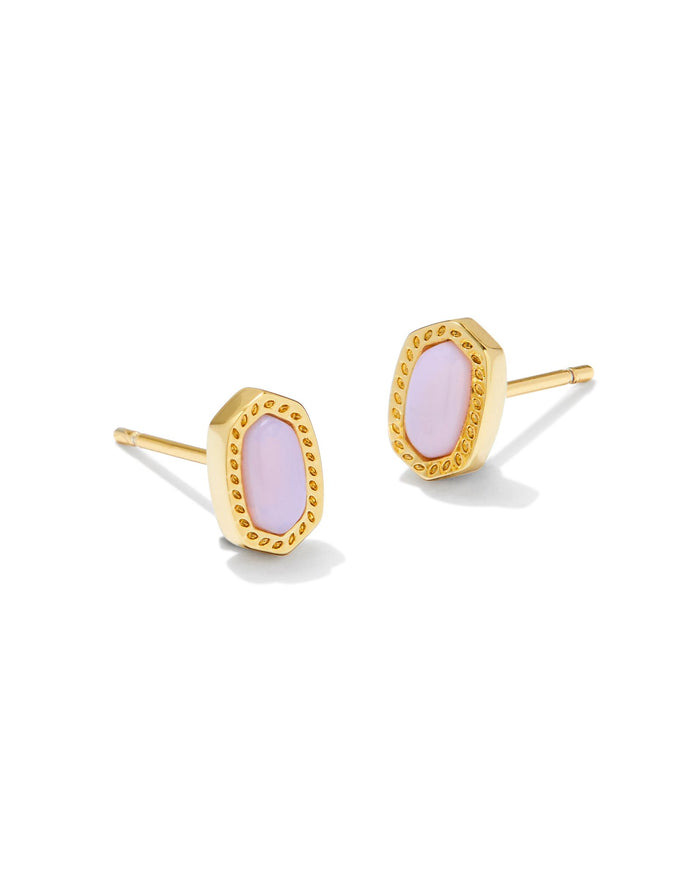 Mini Ellie Gold Stud Earrings in Pink Opalite Crystal